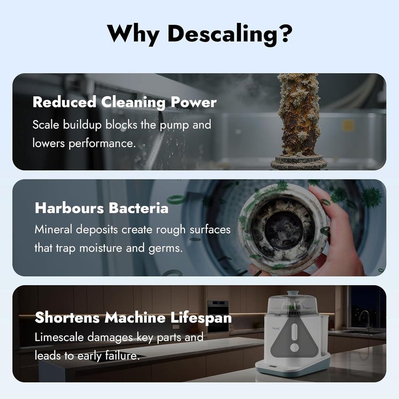 Papablic أقراص إزالة الترسبات، 25 حبة – متوافقة مع بيبي بريزا، مومكوزي، غسالة الزجاجات، السخان، المعقم وصانع الحليب الصناعي – تزيل الحليب والترسبات الكلسية لأداء أفضل - Image 2